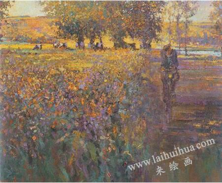 油画：《多尔涅多的日落》，画家：亚瑟·麦德森