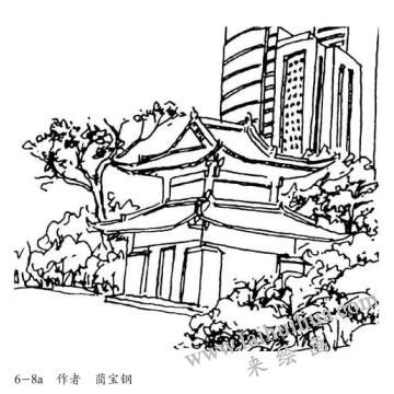 风景素描画移景