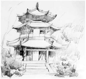 建筑风景素描写生的方法步骤02