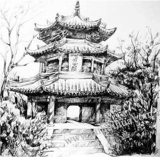 建筑风景素描写生的方法步骤03