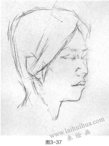 短发女青年头部素描的步骤和方法01