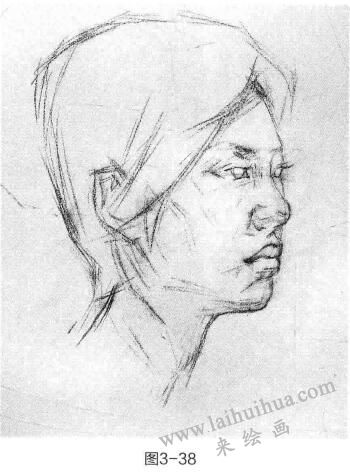 短发女青年头部素描的步骤和方法02