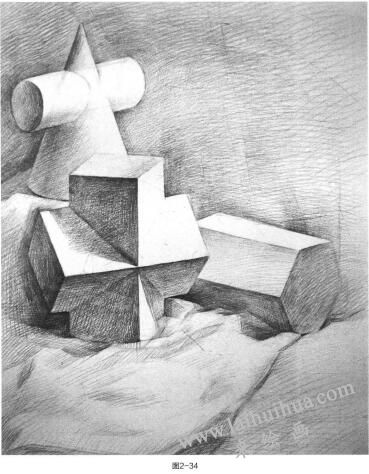 组合几何体素描的绘画步骤与方法04
