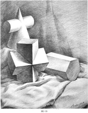 组合几何体素描的绘画步骤与方法05