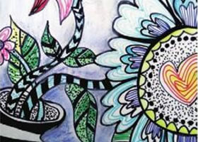 奇异花草儿童画创作步骤
