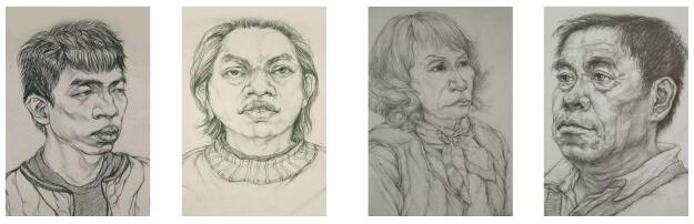 人物头像线性素描中五官01