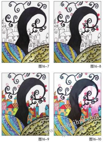 郊外美景儿童绘画步骤07,08,09,10