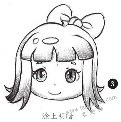女生头发素描画法步骤03