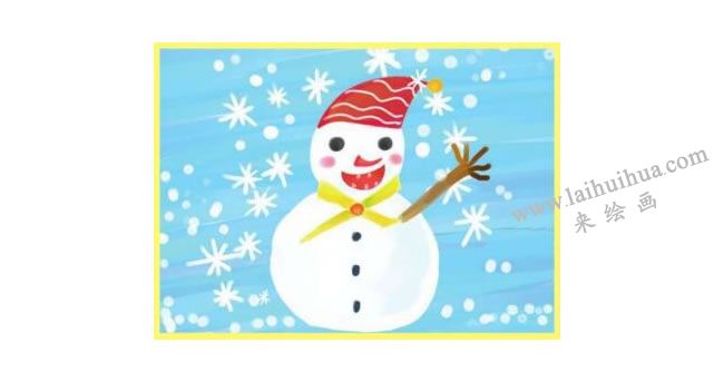 雪人水粉画绘画步骤03