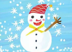 雪人水粉画绘画步骤