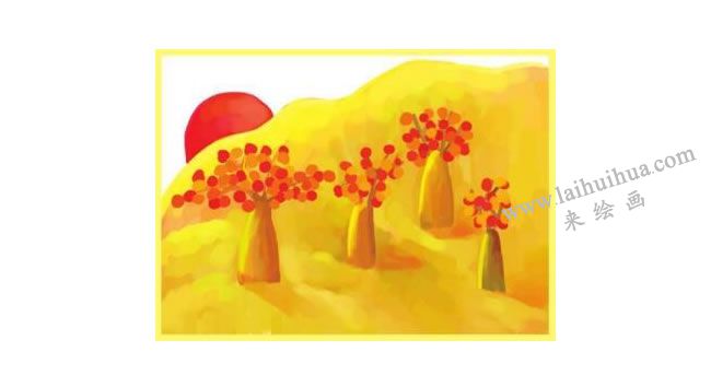 落日（傍晚）水粉画绘画步骤03