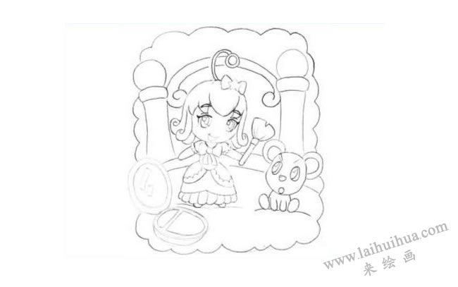 玩具娃娃创意素描画法步骤02