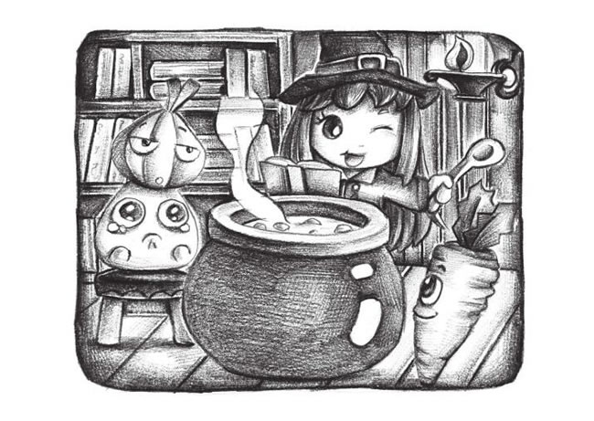 女巫创意素描画法