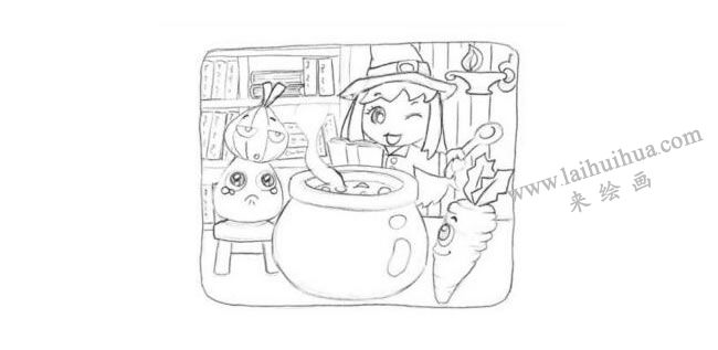 女巫创意素描画法步骤02