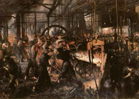 世界名画《轧铁工厂》