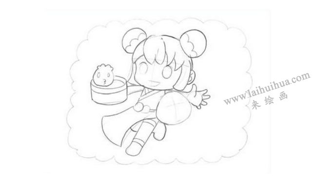 中华小吃（美食）创意素描画法步骤01