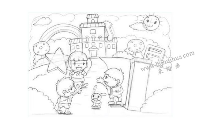 开心学校创意素描画法步骤02