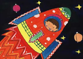 太空旅行水粉画作画步骤
