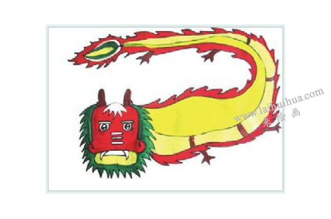 腾飞的龙王水粉画作画步骤03