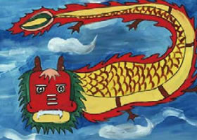 龙王水粉画作画步骤