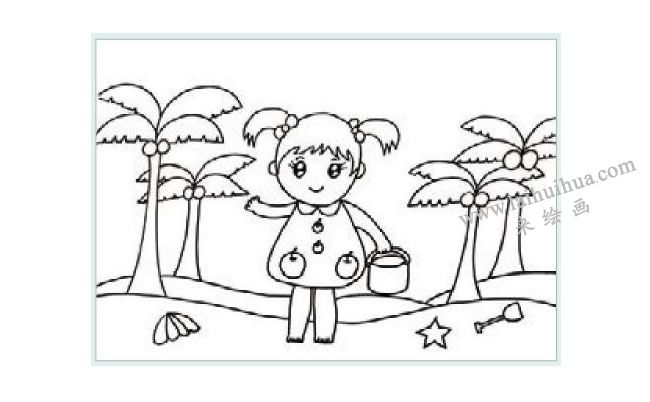 拾贝壳的女孩水粉画作画步骤01