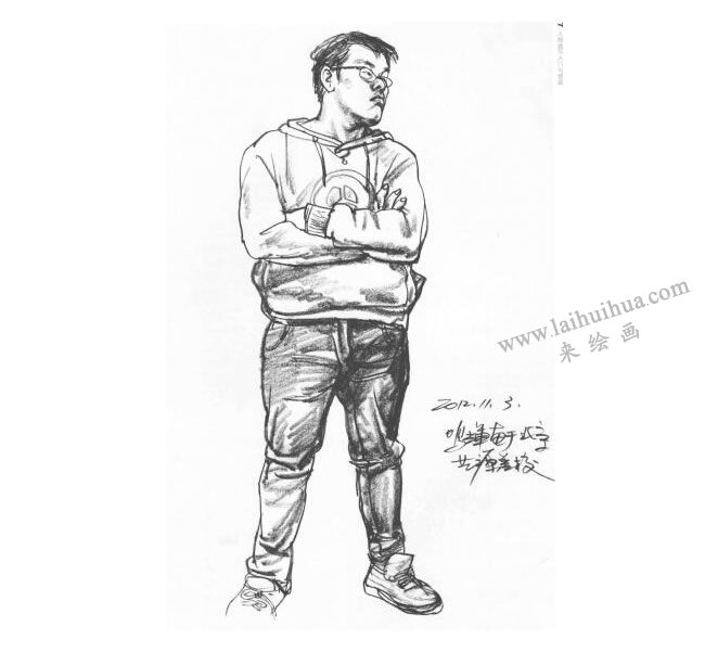 站姿男青年速写作画步骤05