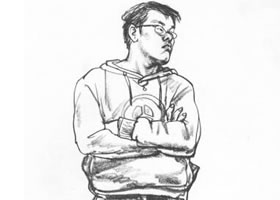 站姿男青年速写作画步骤