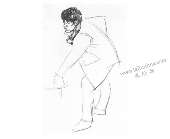 打台球的男青年速写作画步骤01