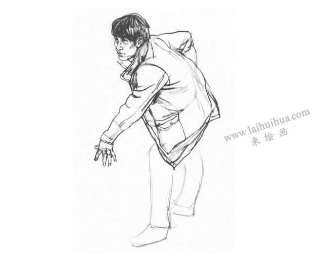 打台球的男青年速写作画步骤03