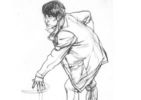 打台球的男青年速写作画步骤