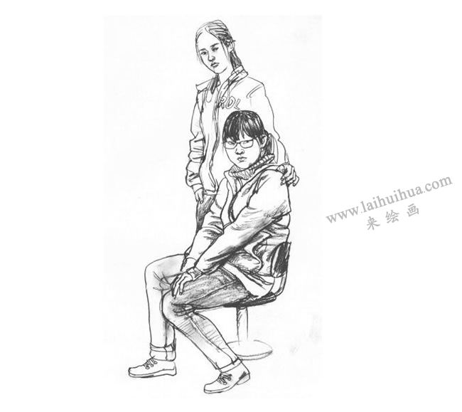 双人组合速写作画步骤05