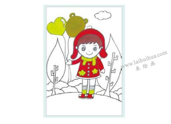 深秋的女孩水粉画作画步骤02