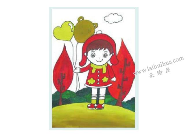 深秋的女孩水粉画作画步骤03
