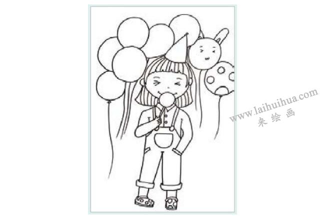 快乐的小女孩水粉画作画步骤01