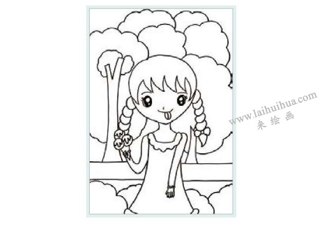 吃冰激凌的女孩水粉画作画步骤01