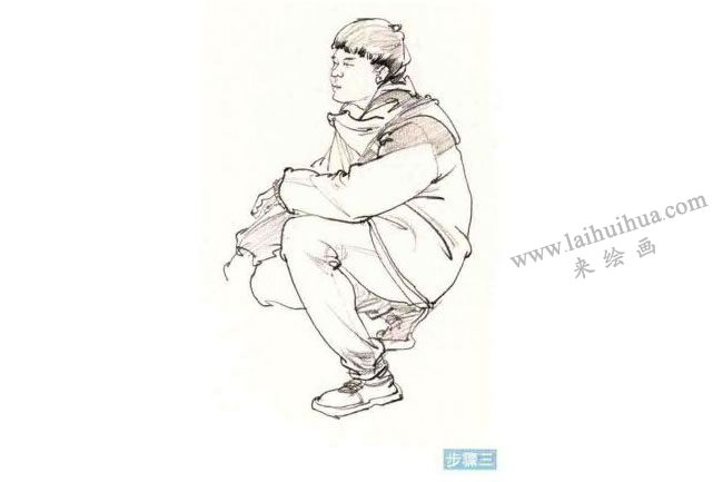 人物蹲姿速写步骤03