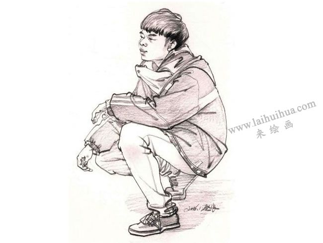 人物蹲姿速写步骤04