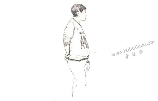 男性站姿速写步骤02
