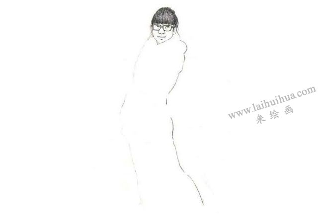 女性站姿速写步骤01