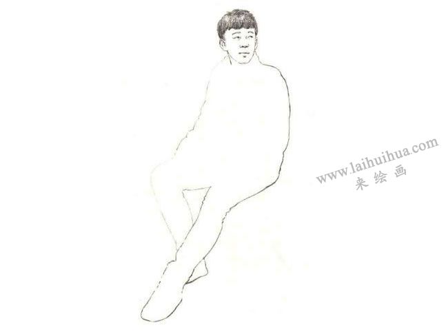 男性坐姿速写步骤01