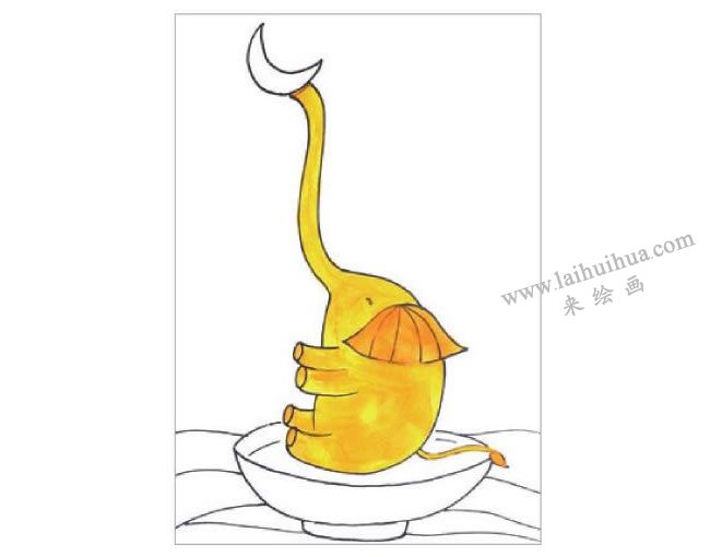 俏皮的大象水粉画作画步骤02