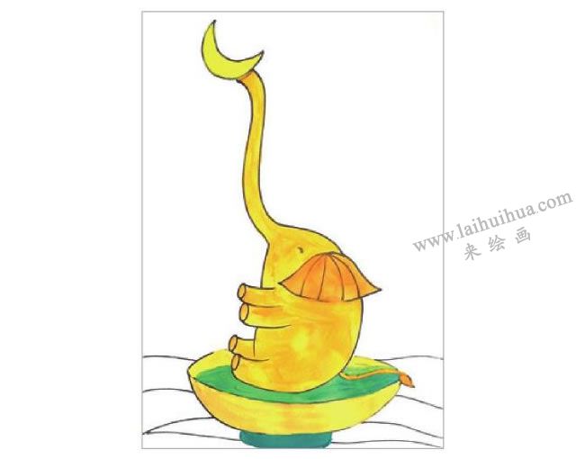 俏皮的大象水粉画作画步骤03