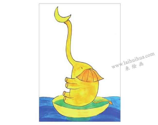 俏皮的大象水粉画作画步骤04