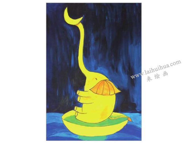 俏皮的大象水粉画作画步骤05
