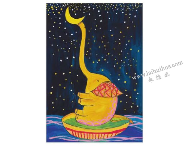 俏皮的大象水粉画作画步骤06