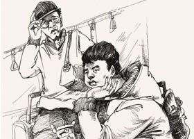 公交车上双人速写步骤图演示