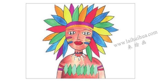 印第安人水粉画作画步骤03