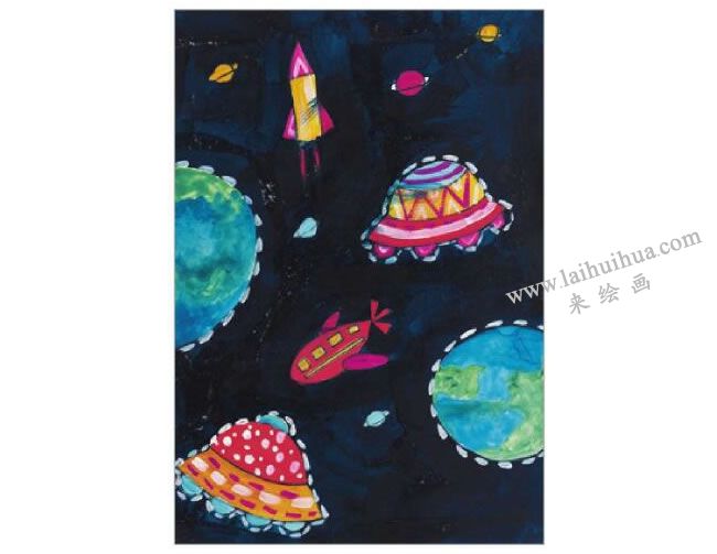星空水粉画作画步骤05