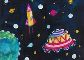 星空水粉画作画步骤