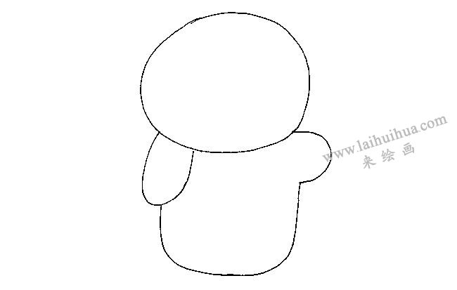 小浣熊卡通画造型步骤范例一，步骤01